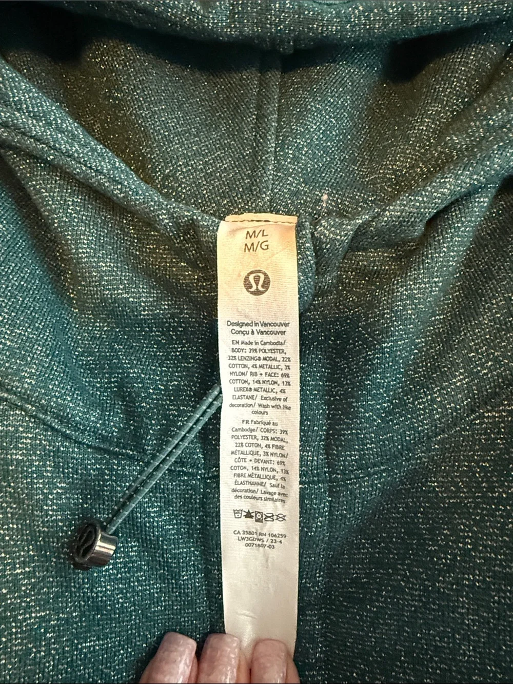 Lululemon Teal Sparkle Scuba Half-Zip Hooded Sweatshirt NWOT